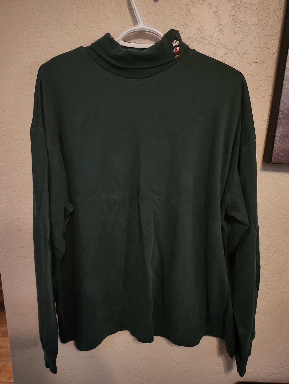 Vintage Disney Store Mickey Mouse Dark Green Long Sleeve Embroidery XL